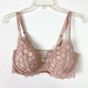 38D Savage X Fenty Champagne Nude Swiss Dot Lace Padded Underwire Bra